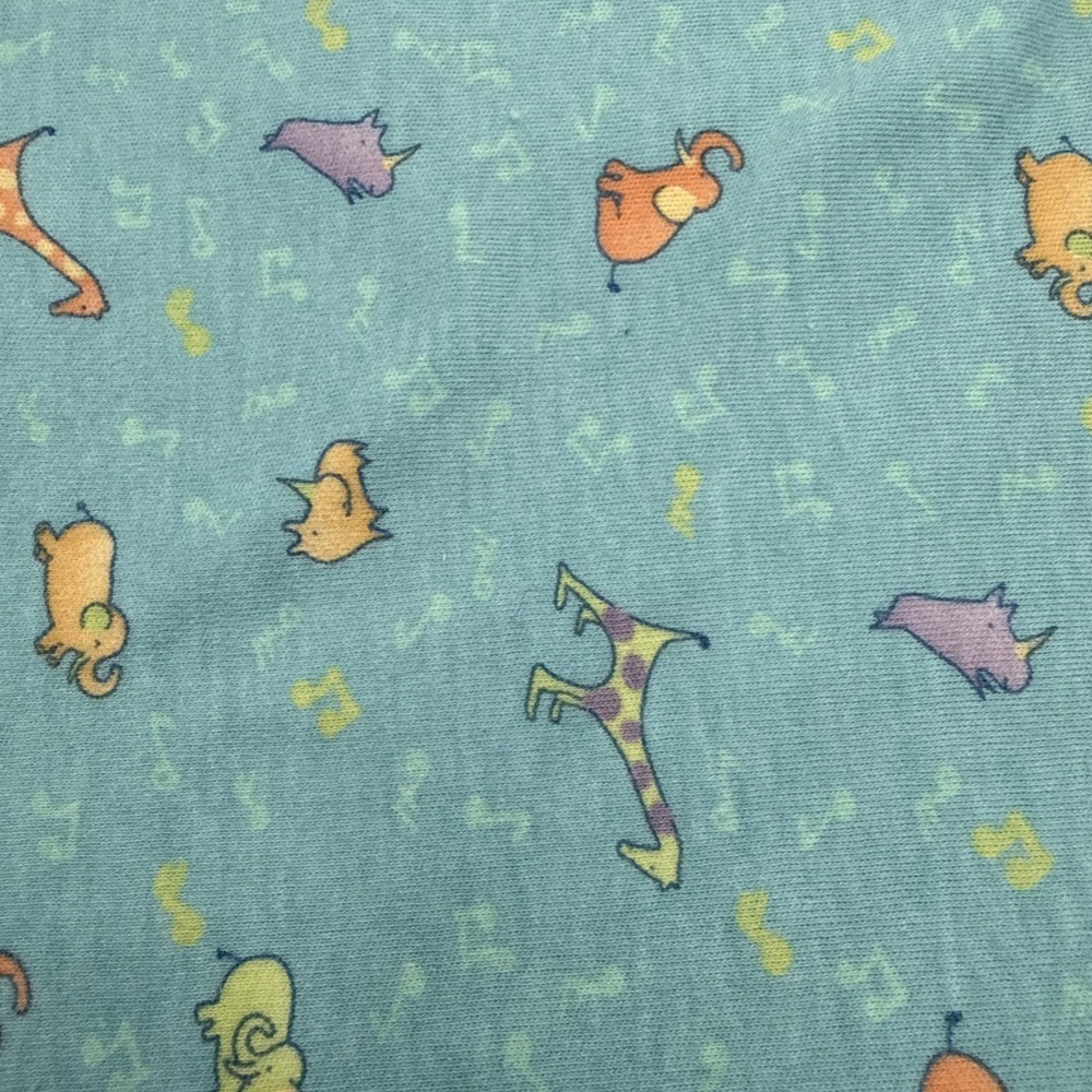 Vtg Carter's John Lennon REAL LOVE Baby Blanket Blue Green Animals Palm Trees - Picture 4 of 8